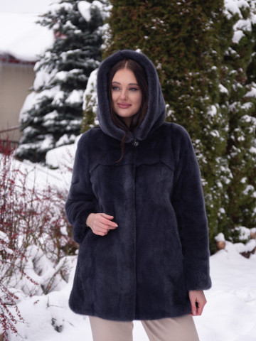 Полупальто Агата 80 — Капюшон, Тёмный кот